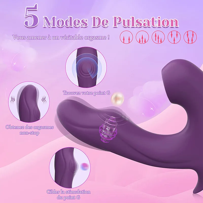 Stimulateur Clitoris Portable 10 Vibrations Claquement Succion G Spot