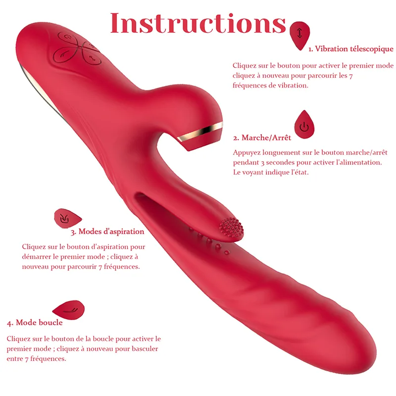 Vibromasseur Point G 3 En 1 Avec Stimulation Puissante De Vibration Et Succion