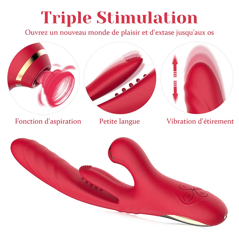 Vibromasseur Point G 3 En 1 Avec Stimulation Puissante De Vibration Et Succion