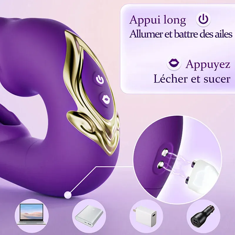 Vibromasseur Point G Portatif À Vibrations Battantes Et Léchantes