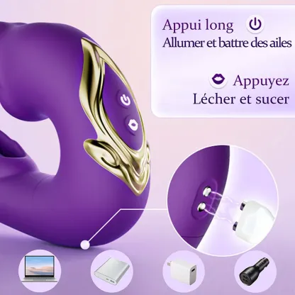 Vibromasseur Point G Portatif À Vibrations Battantes Et Léchantes