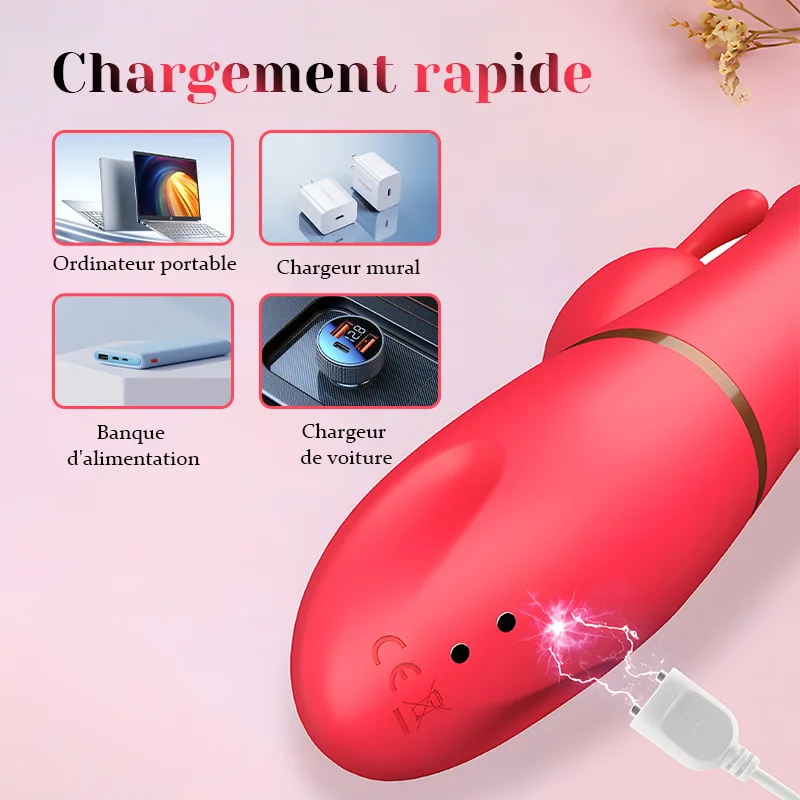 Vibromasseur Rabbit À 3 Fréquences De Poussée Et De Claquement