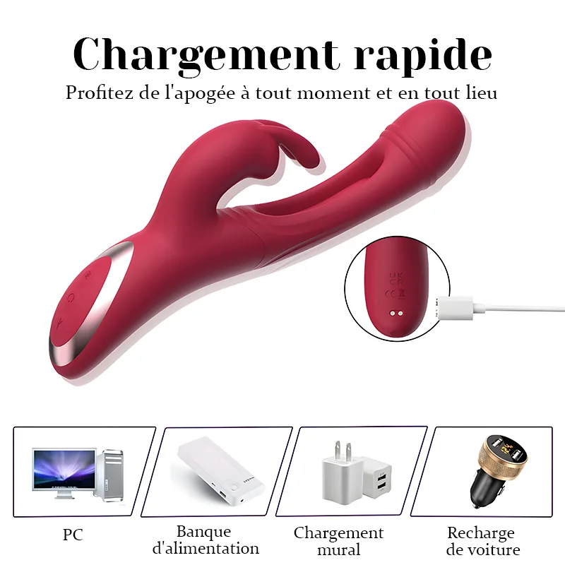 Vibromasseur Rabbit À 12 Modes De Tapotement Et De Vibration