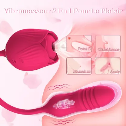 Vibromasseur Rose 2 en 1 Floral Fantasy Aspiration Clitoridienne
