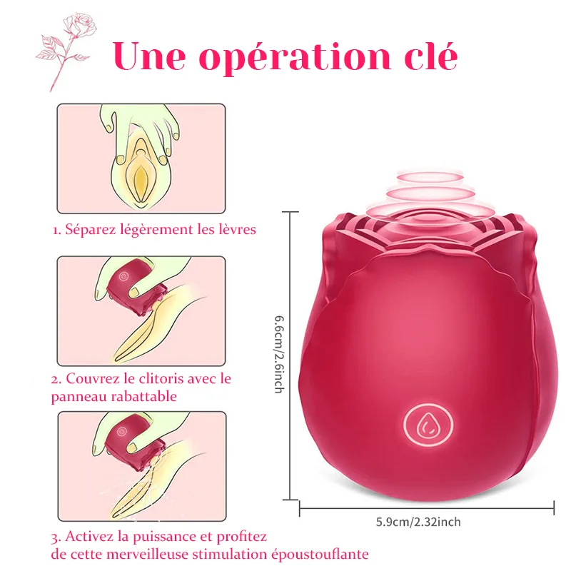 Vibromasseur Rose Classique Avec 10 Modes de Vibration de Fréquence