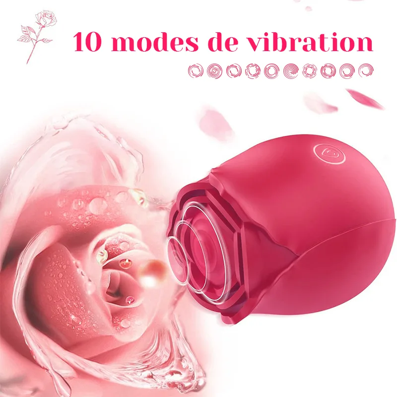 Vibromasseur Rose Classique Avec 10 Modes de Vibration de Fréquence