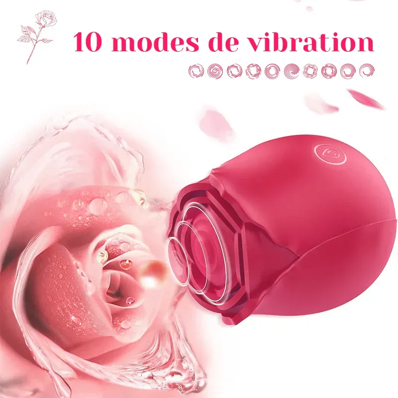 Vibromasseur Rose Classique Avec 10 Modes de Vibration de Fréquence