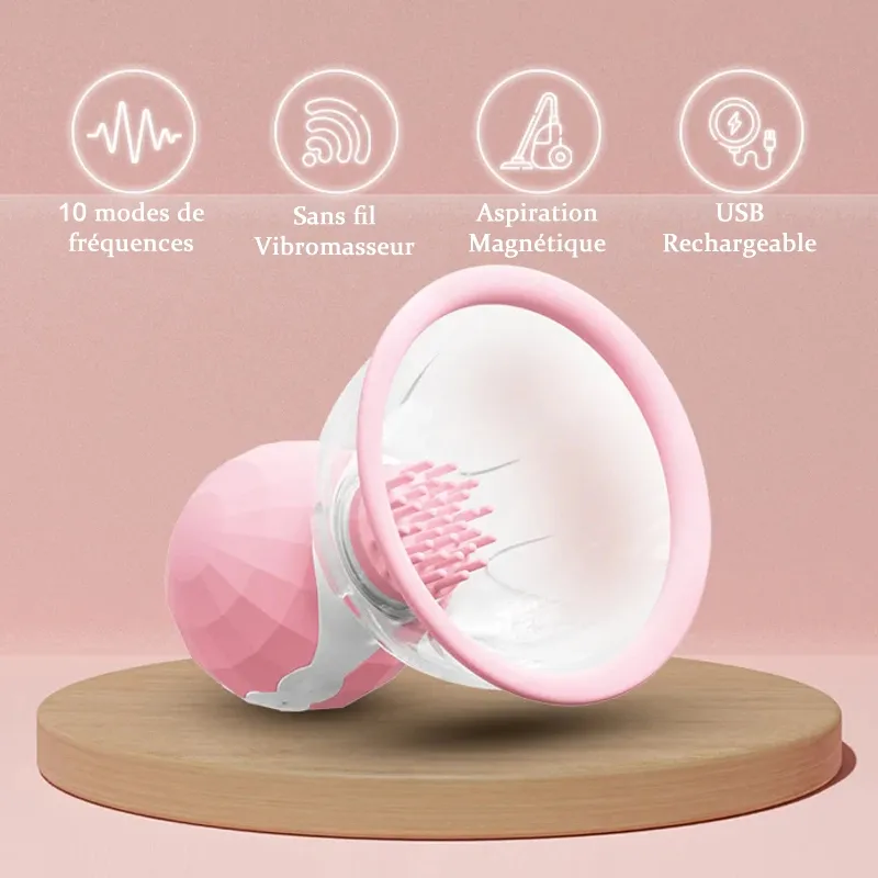 Jouets À Succion De Mamelons 10 Modes De Vibration & Stimulation Par Rotation À 360°