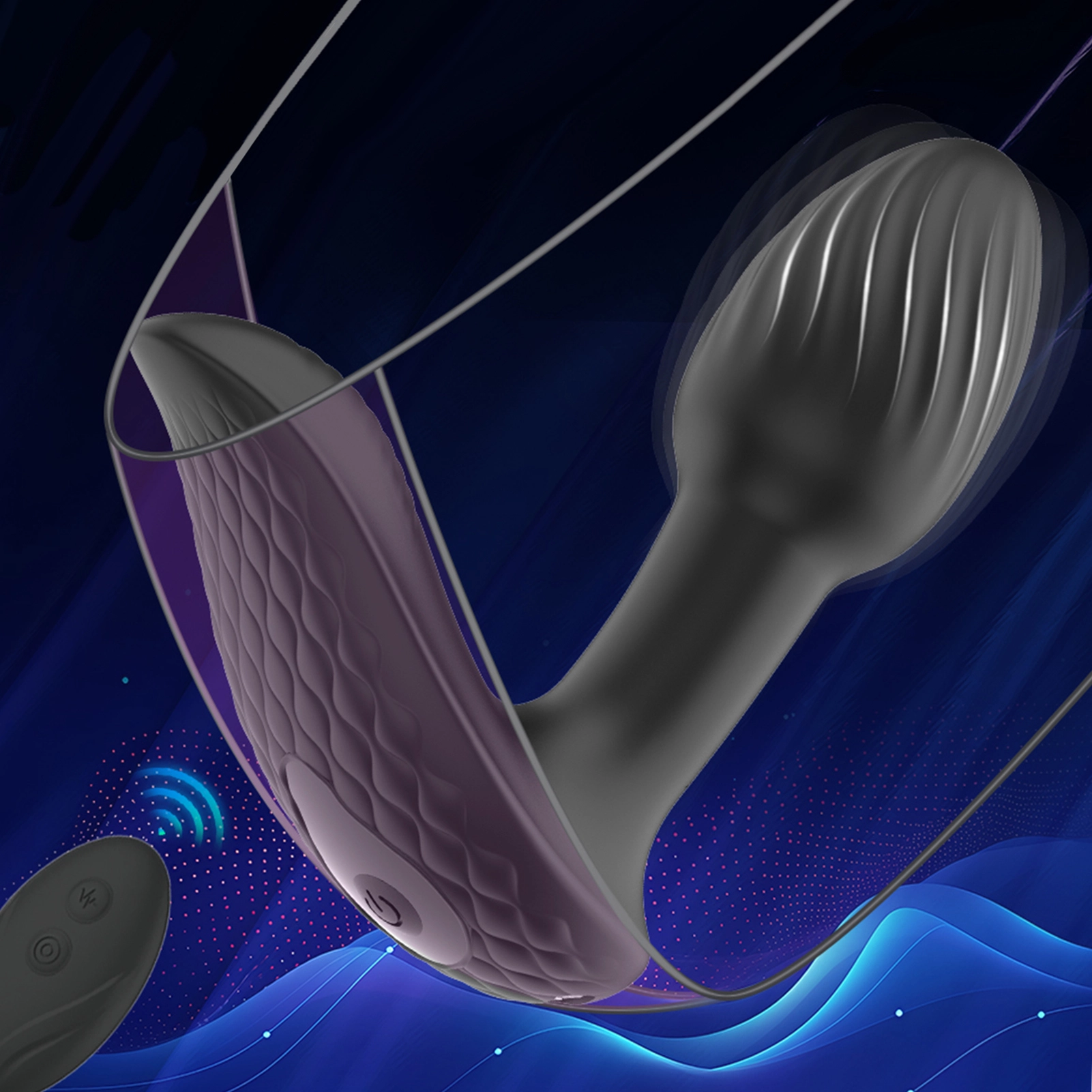 Plug anal en silicone avec télécommande, 9 modes de vibration et de rotation.