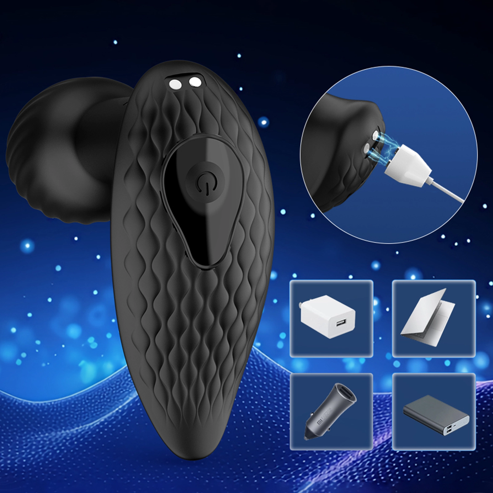 Plug anal en silicone avec télécommande, 9 modes de vibration et de rotation.