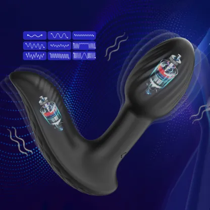 Plug anal en silicone avec télécommande, 9 modes de vibration et de rotation.