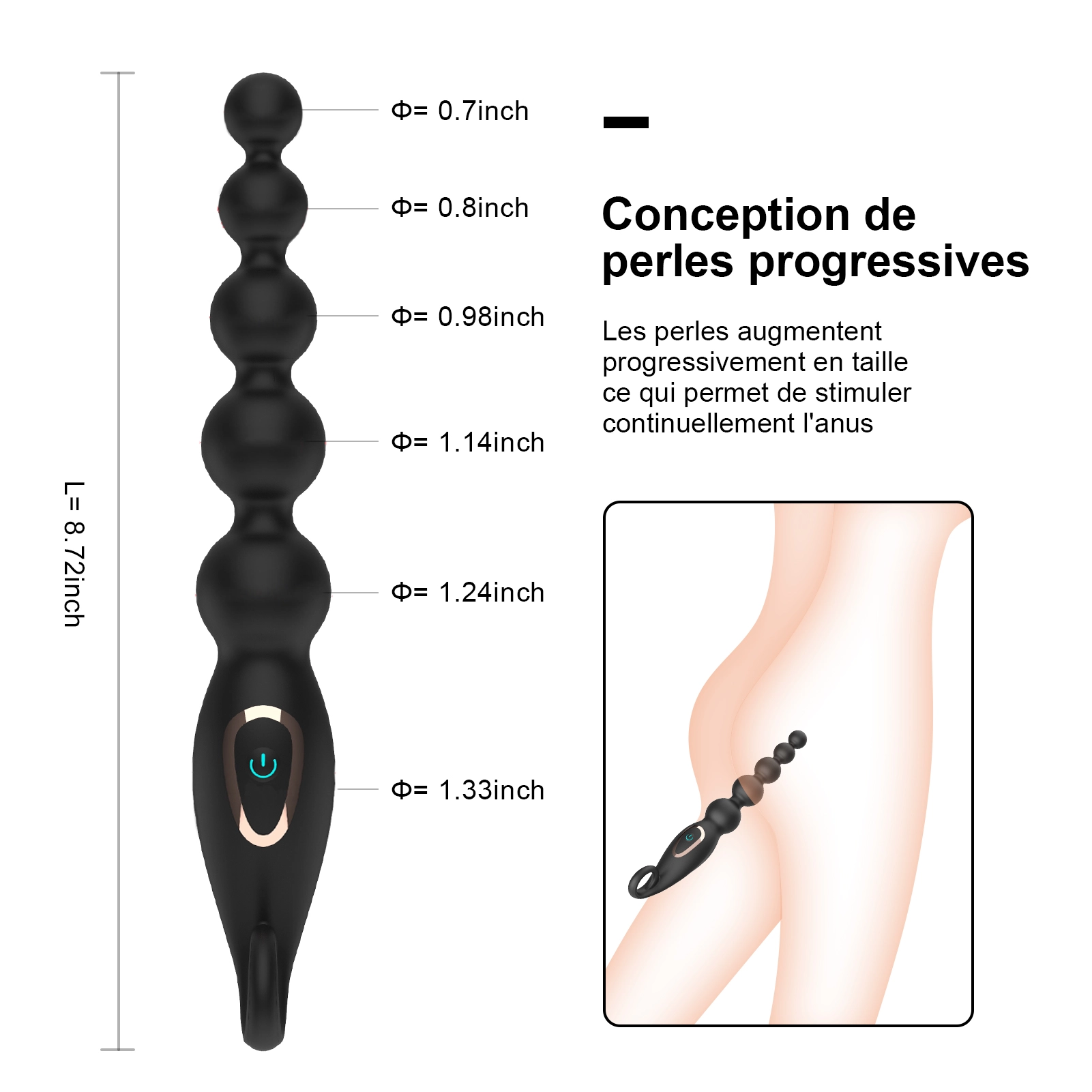 7 Modes De Vibration Perles Chapelet Anal Unisexes