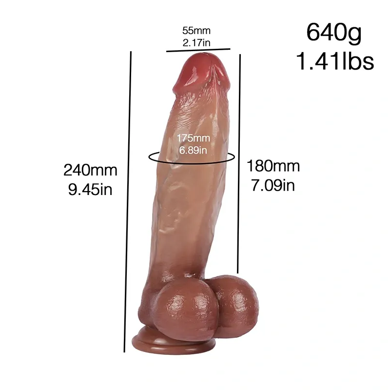Gode Réaliste En Silicone Avec Tige Épaisse 24 cm 