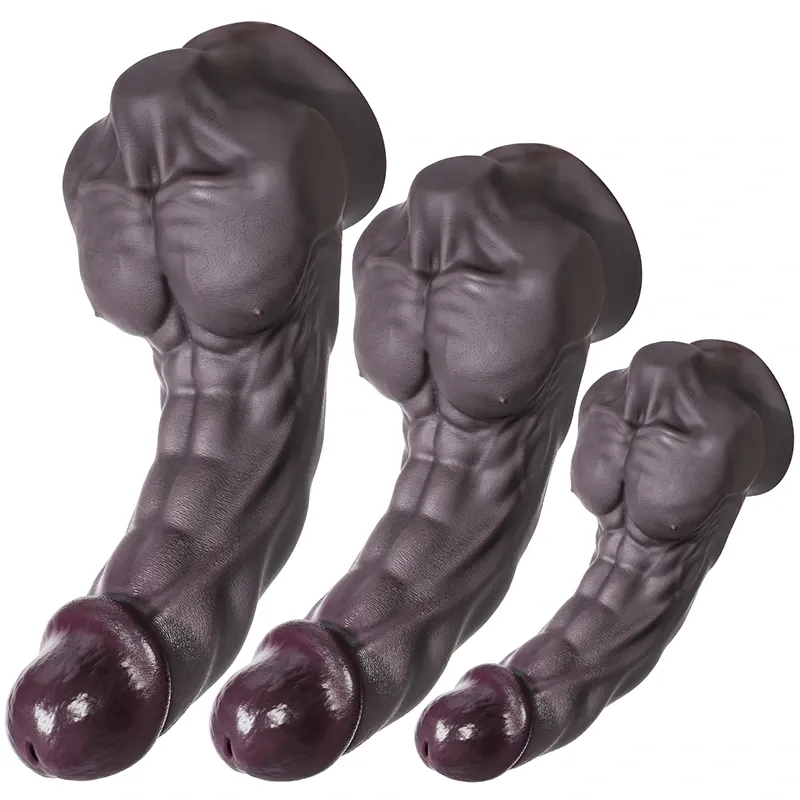 Gode Réaliste En Silicone Tan Avec Grands Pectoraux Stimulation Du G-spot 18-26 cm