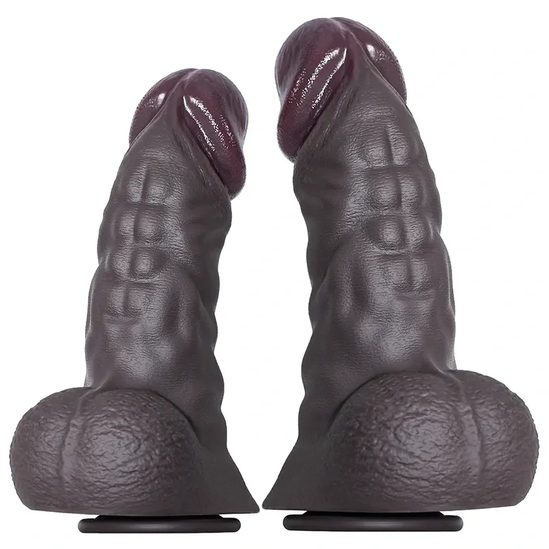 Gode Réaliste Avec Abdos Musclés Noirs Épais 20-24 cm