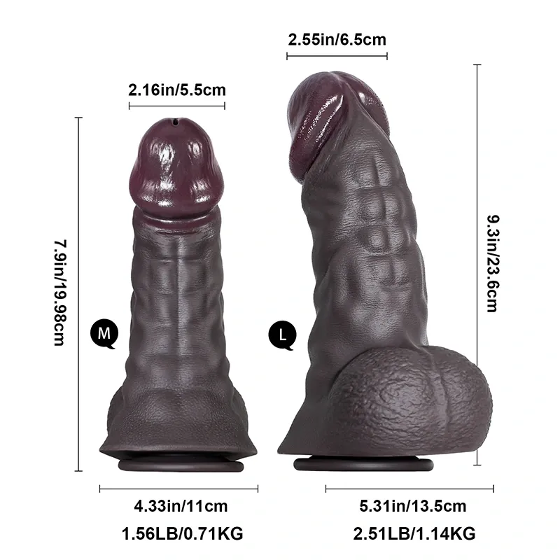 Gode Réaliste Avec Abdos Musclés Noirs Épais 20-24 cm
