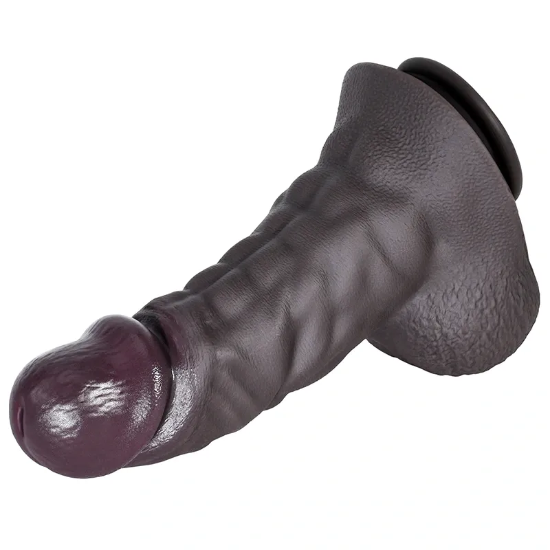 Gode Réaliste Avec Abdos Musclés Noirs Épais 20-24 cm