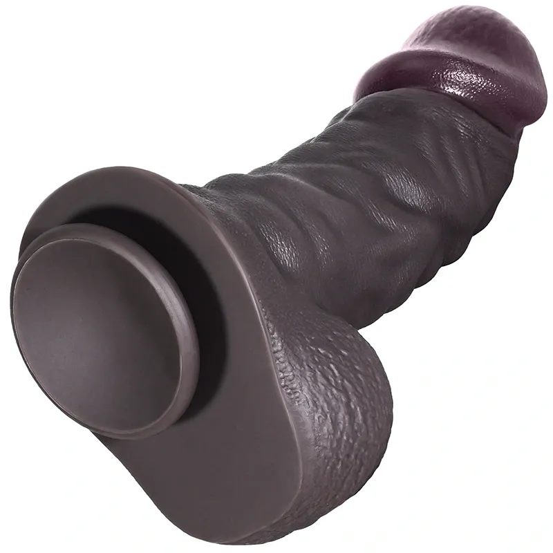 Gode Réaliste Avec Abdos Musclés Noirs Épais 20-24 cm