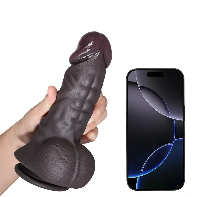 Gode Réaliste Avec Abdos Musclés Noirs Épais 20-24 cm