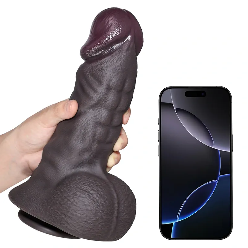 Gode Réaliste Avec Abdos Musclés Noirs Épais 20-24 cm
