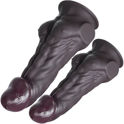 Gode Réaliste Marron Foncé Épais Avec Pectoraux Musclés 23-28 cm