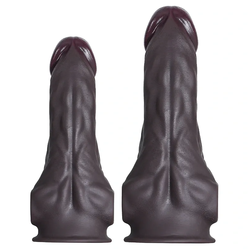 Gode Réaliste Marron Foncé Épais Avec Pectoraux Musclés 23-28 cm