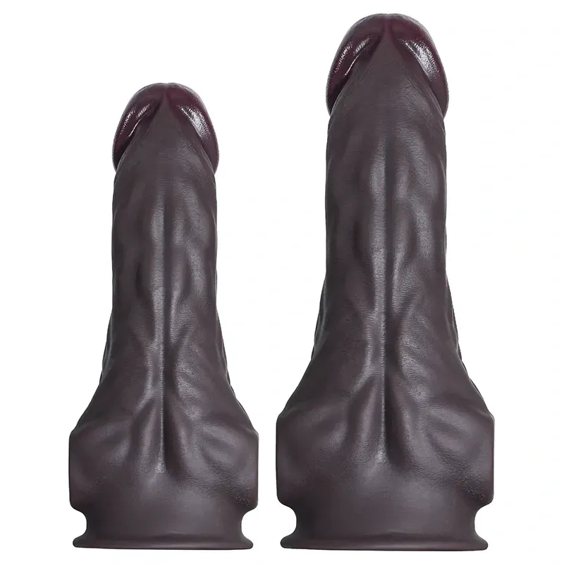Gode Réaliste Marron Foncé Épais Avec Pectoraux Musclés 23-28 cm