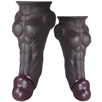 Gode Réaliste Marron Foncé Épais Avec Pectoraux Musclés 23-28 cm