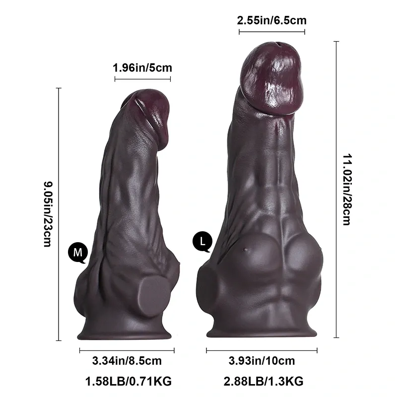 Gode Réaliste Marron Foncé Épais Avec Pectoraux Musclés 23-28 cm