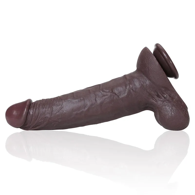 Gros Gode En Silicone Réaliste Avec Testicules Glissantes De 29 cm