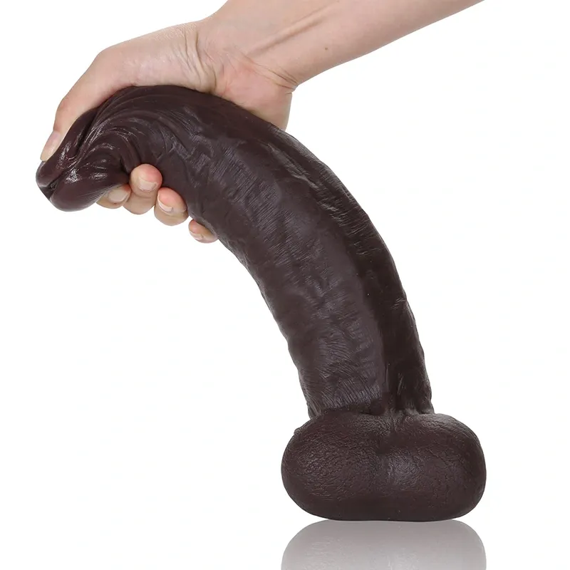 Gros Gode En Silicone Réaliste Avec Testicules Glissantes De 29 cm