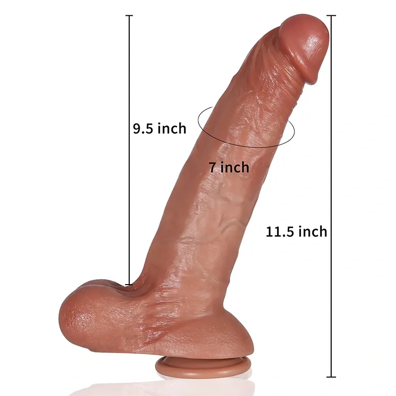 Gros Gode En Silicone Réaliste Avec Testicules Glissantes De 29 cm