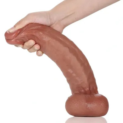 Gros Gode En Silicone Réaliste Avec Testicules Glissantes De 29 cm