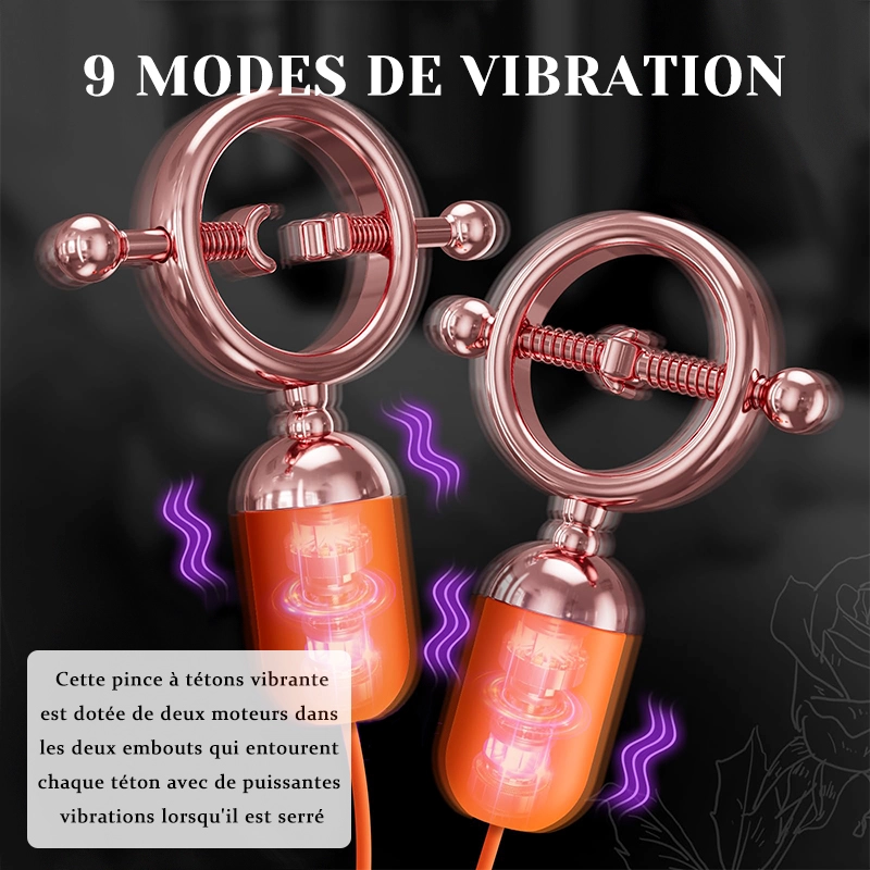 Vibromasseur De Tétons Ajustable Avec 9 Modes