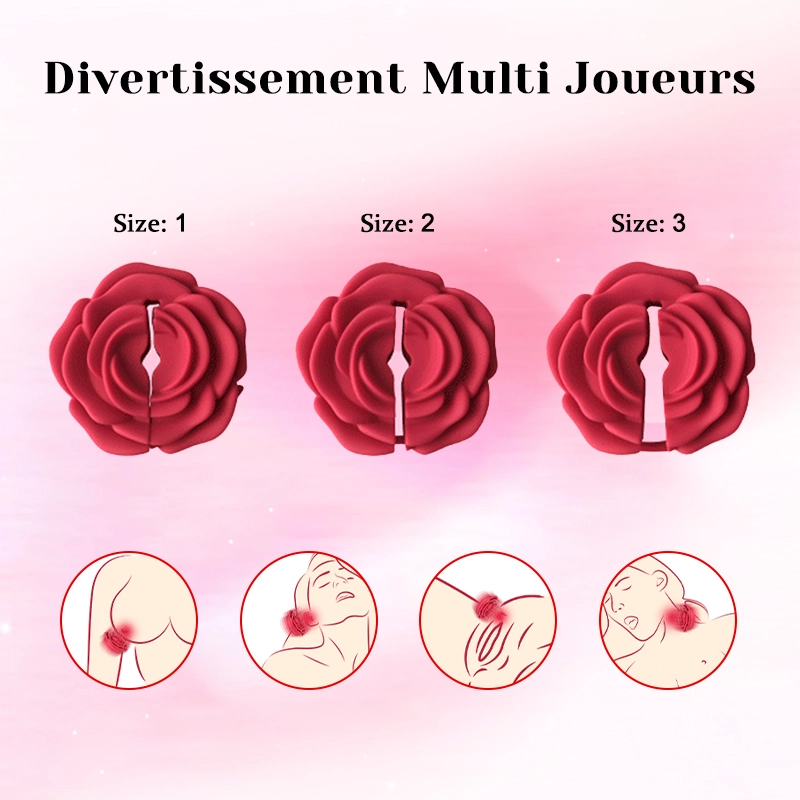 Vibrateur pour Pinces Tétons en Forme de Rose - Clip Magnétique Ajustable