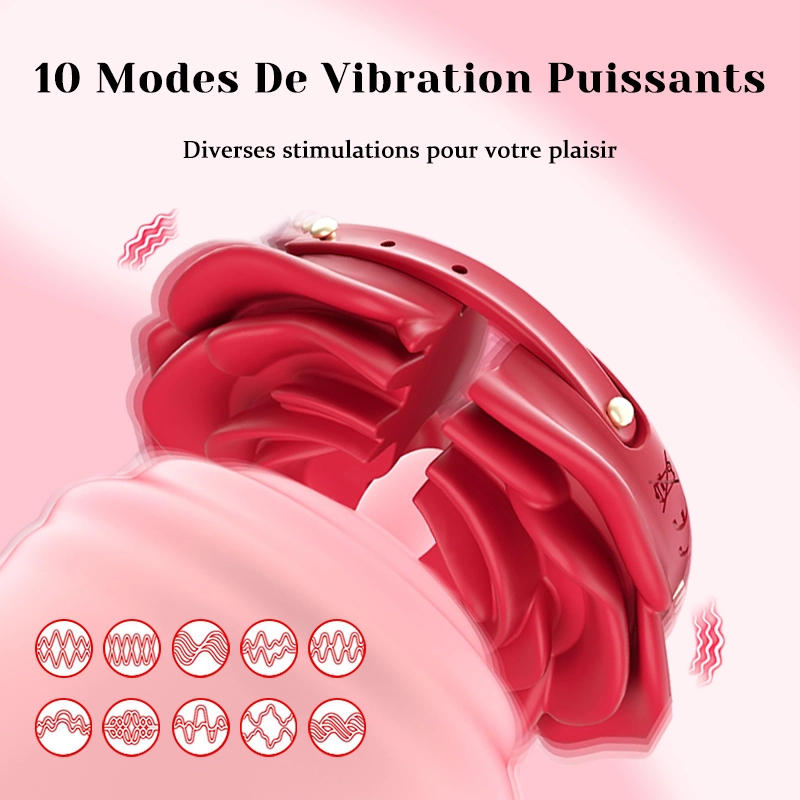 Vibrateur pour Pinces Tétons en Forme de Rose - Clip Magnétique Ajustable