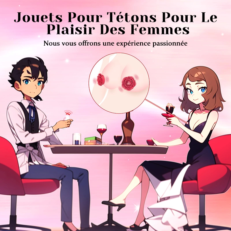 Vibrateur pour Pinces Tétons en Forme de Rose - Clip Magnétique Ajustable