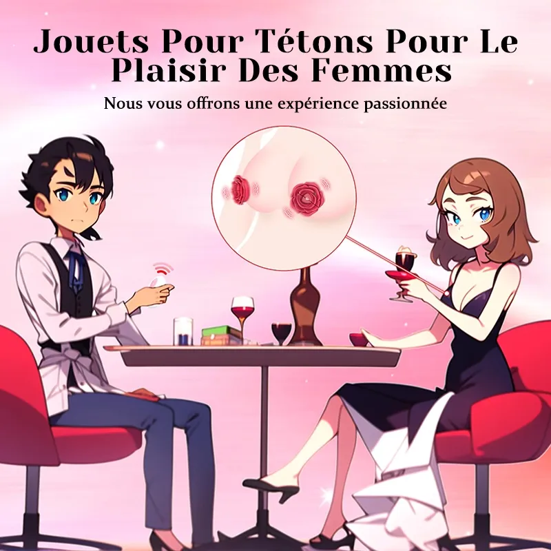 Vibrateur pour Pinces Tétons en Forme de Rose - Clip Magnétique Ajustable
