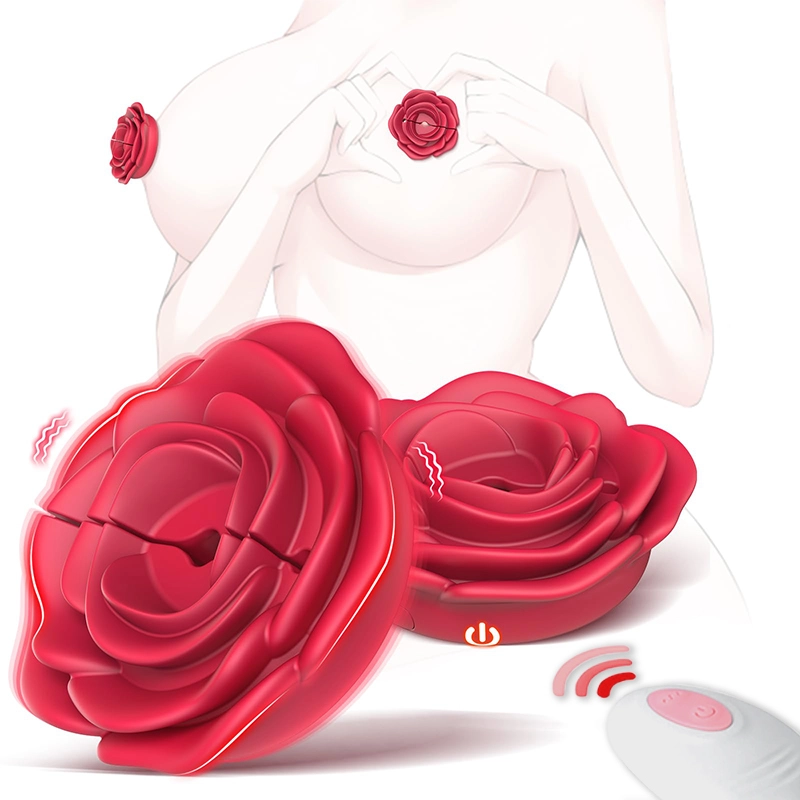 Vibrateur pour Pinces Tétons en Forme de Rose - Clip Magnétique Ajustable