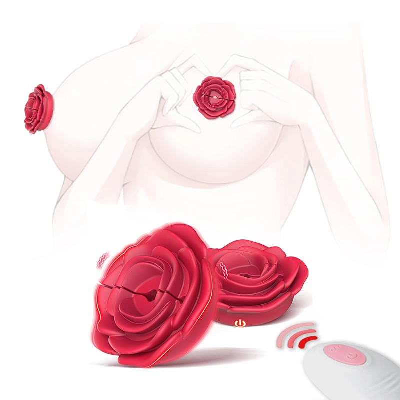 Vibrateur pour Pinces Tétons en Forme de Rose - Clip Magnétique Ajustable