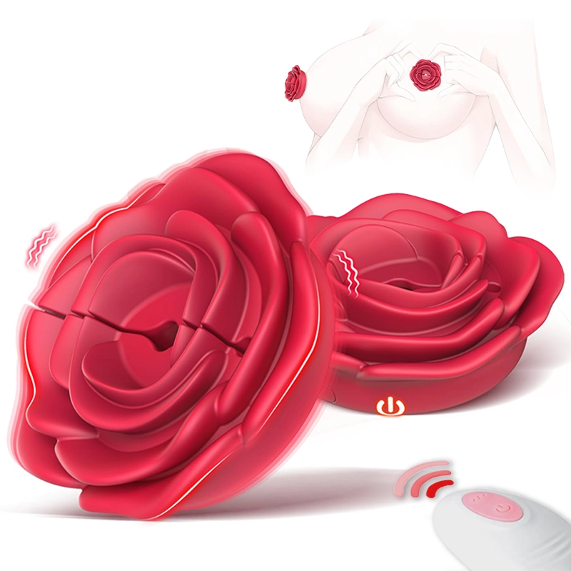 Vibrateur pour Pinces Tétons en Forme de Rose - Clip Magnétique Ajustable