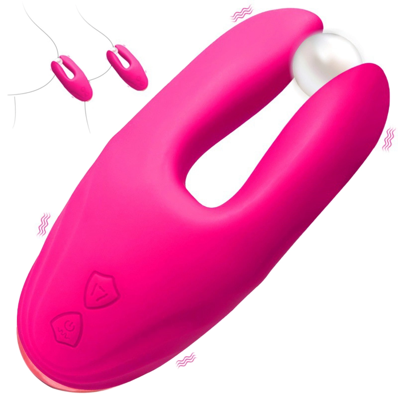 Vibrateur Clitoridien Et Masseuse À Pinces-Tétons Avec 10 Modes De Vibration Et De Serrage