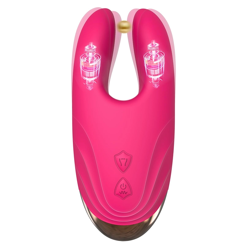Vibrateur Clitoridien Et Masseuse À Pinces-Tétons Avec 10 Modes De Vibration Et De Serrage