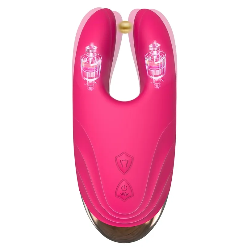 Vibrateur Clitoridien Et Masseuse À Pinces-Tétons Avec 10 Modes De Vibration Et De Serrage