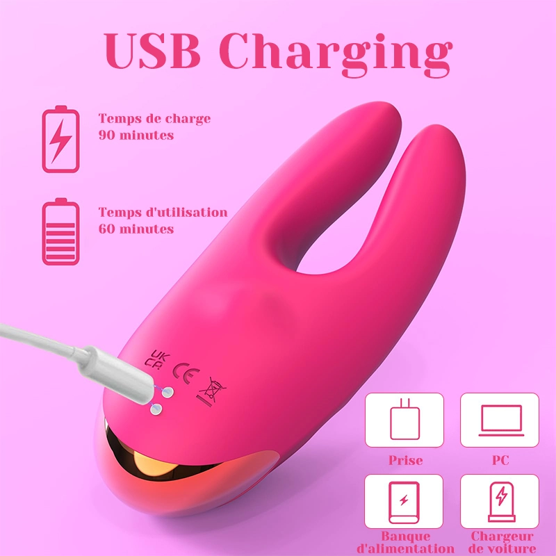 Vibrateur Clitoridien Et Masseuse À Pinces-Tétons Avec 10 Modes De Vibration Et De Serrage