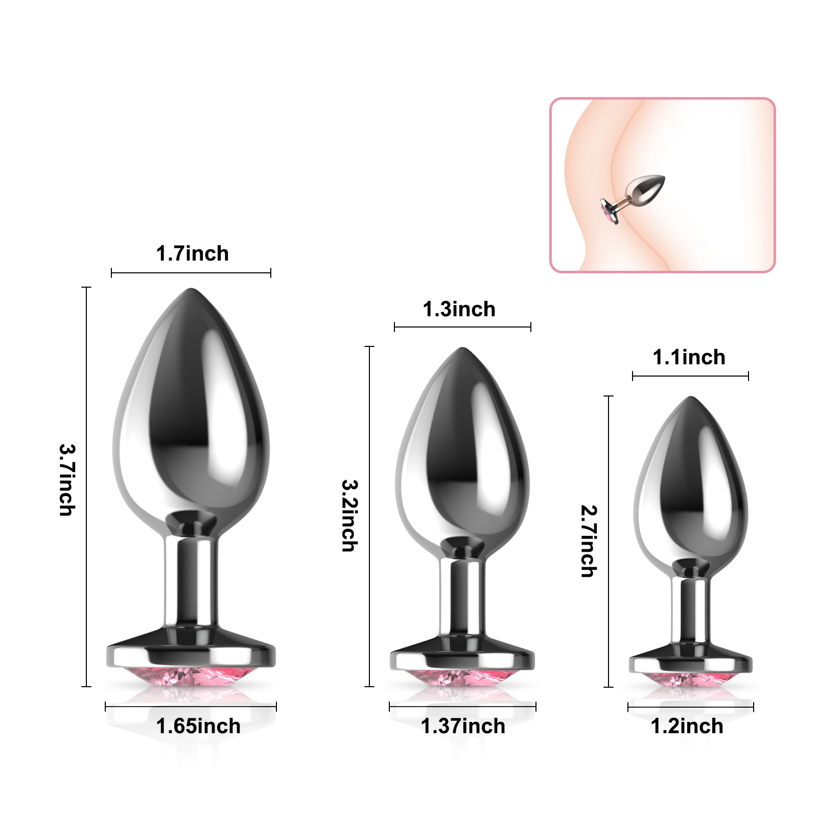 Ensemble De 3 Jouets Plug Anal En Métal De Luxe