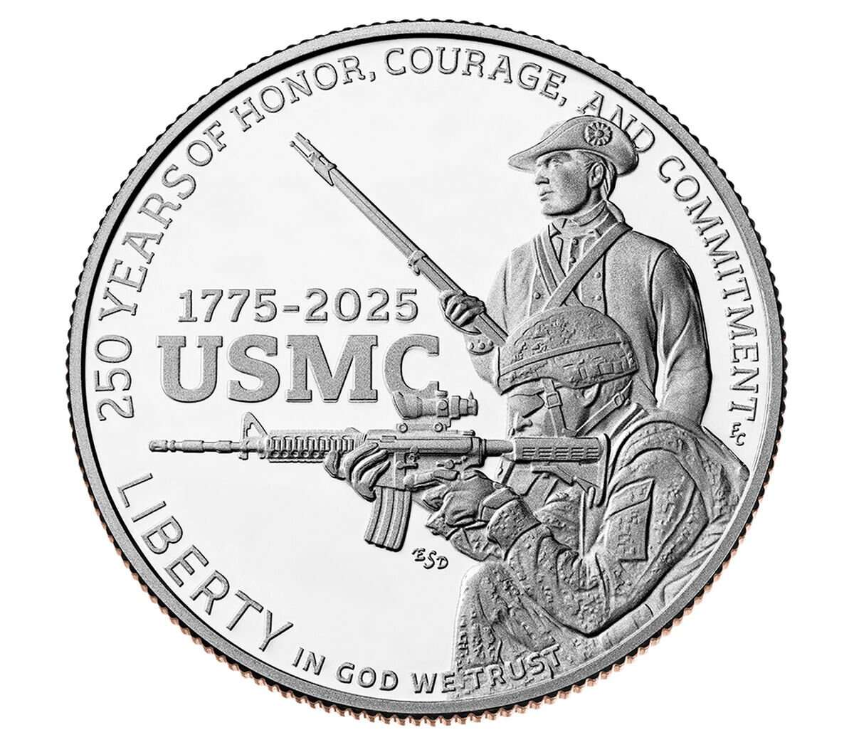 2025 P U.S. Marine Corps USMC 250th Anniversary Commemorative Half Dollar, First Strike PCGS MS70