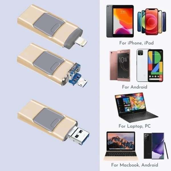 4 In 1 High Speed USB Flash Drive For iPhone, iPad, Android, PC & More Devices