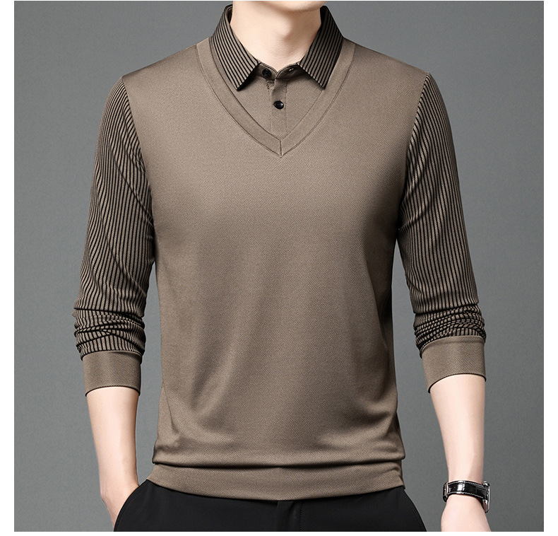 🔥【Buy 1 Get 1 Free】🔥【M-4XL】Plush men's POLO shirt 2024 autumn and winter new thickened fake two-piece lapel long-sleeved T-shirt bottoming shirt men