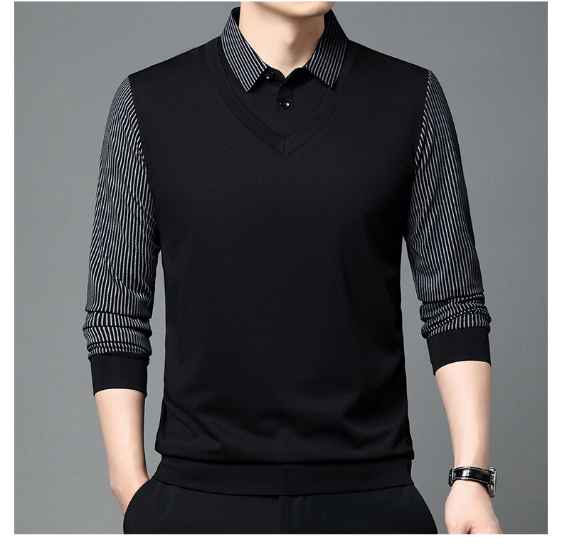 🔥【Buy 1 Get 1 Free】🔥【M-4XL】Plush men's POLO shirt 2024 autumn and winter new thickened fake two-piece lapel long-sleeved T-shirt bottoming shirt men
